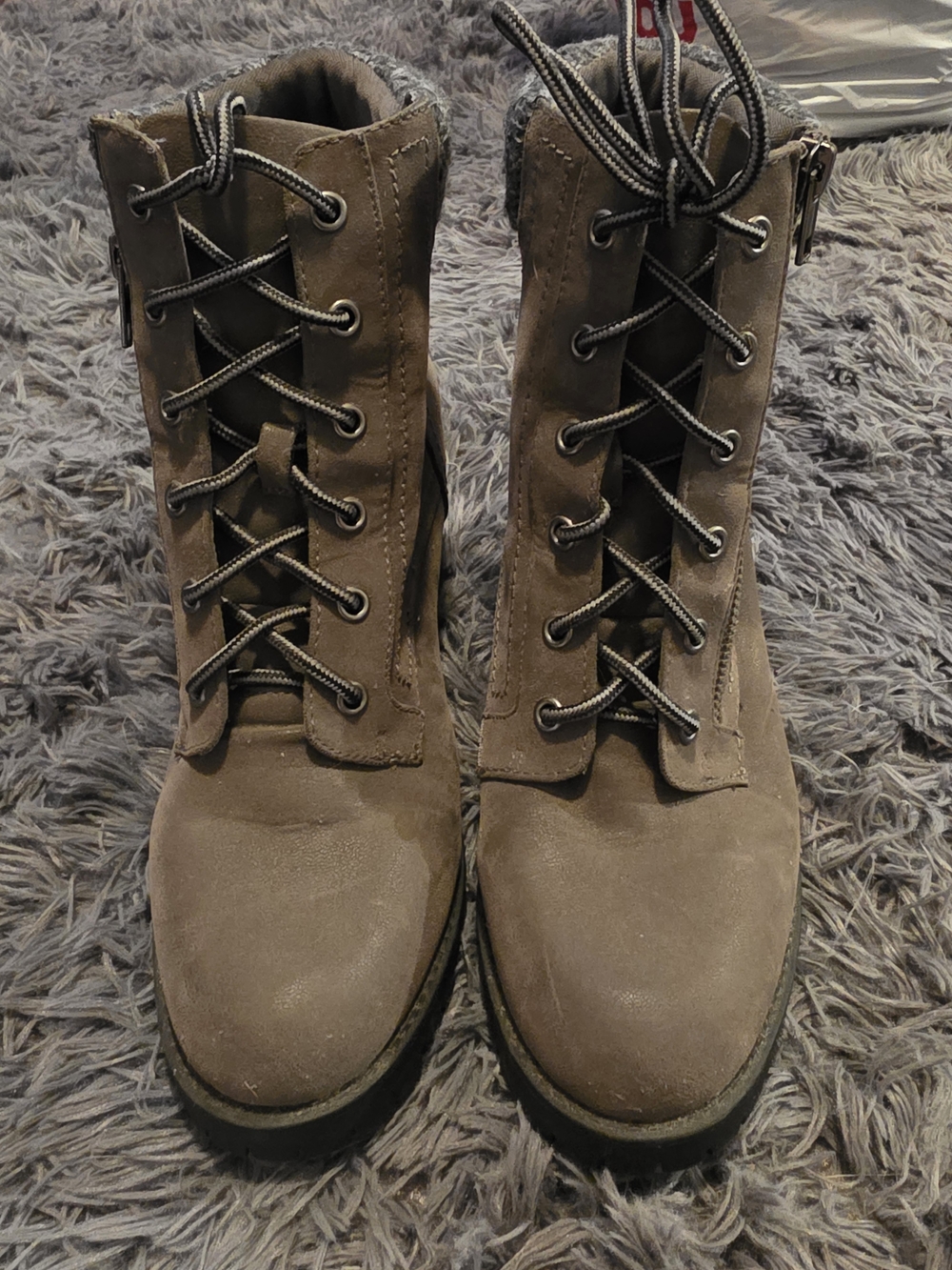 Maurices Women's Lace-Up Combat Boots in Taupe Sz 8.5